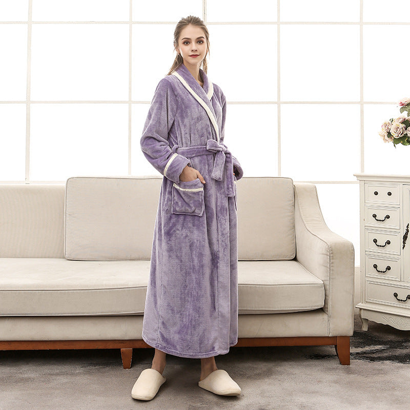 Men's And Women's Mosaic Inlaid Flannel Bathrobes