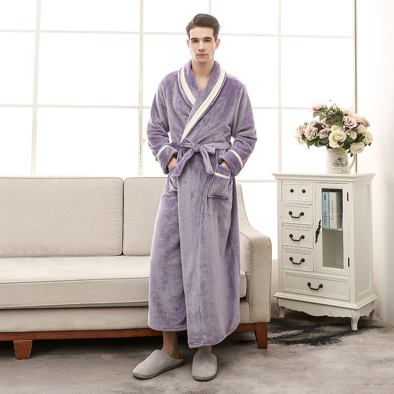 Men's And Women's Mosaic Inlaid Flannel Bathrobes